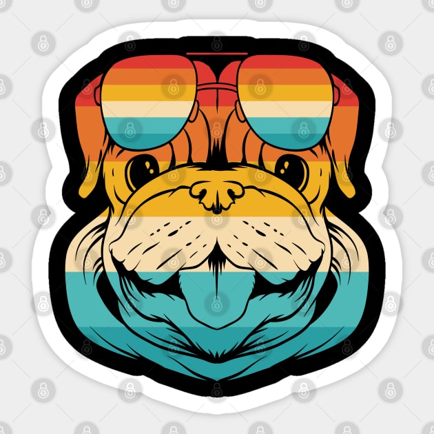 Dog Retro Pug Sticker by Dojaja